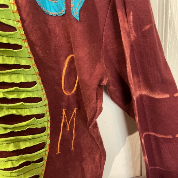 Boho Zip-Up Razor Cut Mineral Wash Tie-Dye Hoodie - Picture 3 of 7